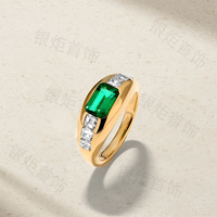 Bague dôme épaisse LOZRUNVE pour femme en argent sterling 925 plaqué or 18 carats avec sertissage baguette