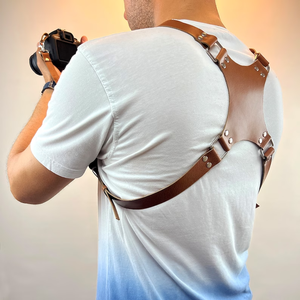 Cinghie Doppie Regolabili in Vera Pelle di Vacchetta di Lusso per Fotocamera, Imbracatura per Escursionismo e Viaggi per Fotografi - Product Image 3