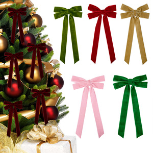 Ornamen Pohon Natal Pita Kupu-kupu Beludru Berumbai 30cm Pita Mengembang untuk Pembungkus Kado Dekorasi Pesta Pernikahan Liburan - Product Image 1