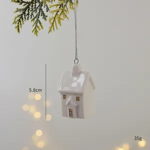 Nordic Рождественские декоративные поделки Керамический Мини Снежный дом кулон Рождественский дом Рождественский подарок