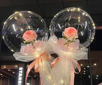 Ballon Bobo lumineux Led Rose Bouquet Helium Rosa Globos Valentines Set Ballons décoratifs Fleurs