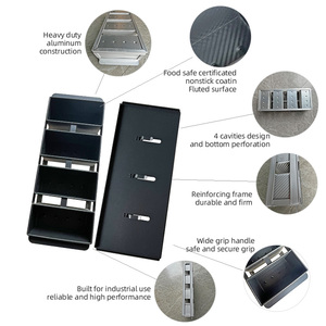 Moule à pain commercial antiadhésif ondulé en métal, lot de 4 boîtes à <span class=keywords><strong>sandwich</strong></span> Pullman, moule à pain en aluminium pour boulangerie avec couvercle - Product Image 1