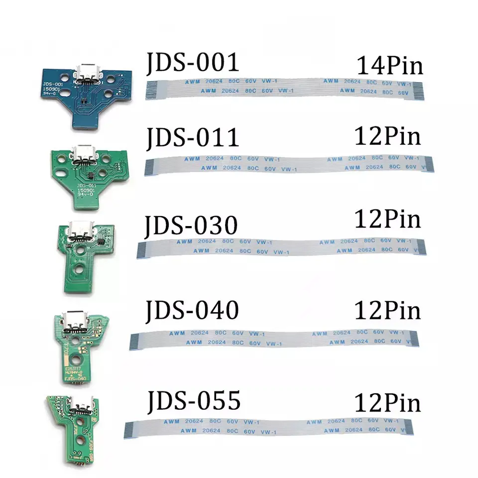 JDS 001 011 030 040055 PS4コントローラー用充電ポート充電ポートソケットボードPS4用12ピンリボンフレックスケーブル