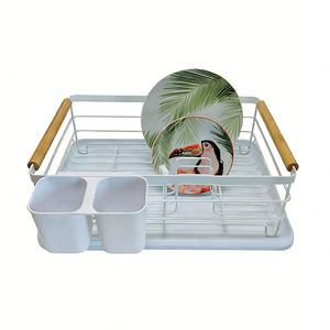<span class=keywords><strong>Escurridor</strong></span> de Platos de Una Sola Capa BX con Asa de <span class=keywords><strong>Madera</strong></span>, Almacenamiento de Platos con Bandeja de Drenaje <span class=keywords><strong>y</strong></span> Soporte para Cubiertos - Product Image 4