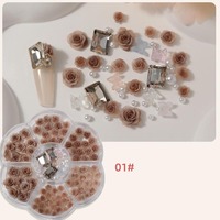 Hiasan Kuku 3D Bunga Kamelia Daun Hijau Desain Baru DIY Dekorasi Kuku