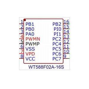 オーディオデコードボイスチップソリューションWT588FSOP-16消去可能なプログラム可能なフラッシュ音声録音ICチップ