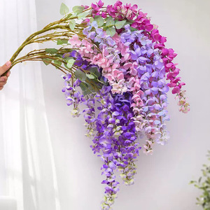 Stupid Bird Fleurs artificielles de glycine en soie, longues branches, guirlandes suspendues réalistes pour décorations de mariage - Product Image 1