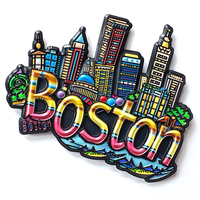 Aimants de réfrigérateur personnalisés avec logo en métal, souvenirs de Boston, autocollants magnétiques pour fabricants d'aimants de réfrigérateur