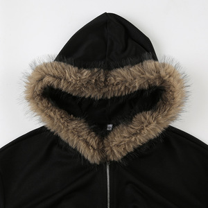 Casacos com Capuz de Inverno Gótico Escuro com Gola de Pele Sintética, Casacos Femininos Casuais com Zíper e Cintura Ajustada, Jaquetas Góticas Chiques para Streetwear - Product Image 6