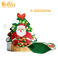 Sachet Doypack personnalisé en forme de sapin de Noël, avec fermeture éclair, qualité alimentaire, pour snacks, biscuits, bonbons, emballage plastique avec fenêtre