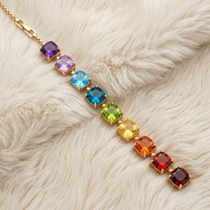 Collares de cuentas chapados en oro al por mayor OEM/ODM con gemas naturales de corte cuadrado multicolor para mujer - Product Image 2