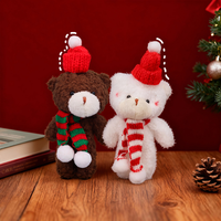 Porte-clés en peluche ours en peluche de Noël de 4 pouces, vente en gros d'usine, mini jouet porte-clés, pendentifs cadeaux pour machine à griffes