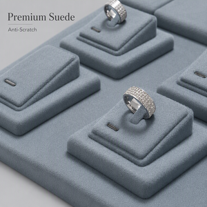 WEIMEI OEM Présentoir de rangement pour bijoux en microfibre bleue pour bagues, colliers, boucles d'oreilles, pour vitrine et armoire haute - Product Image 4