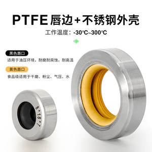 ซีลเพลาสแตนเลสสีเหลืองนำเข้า ขนาดเส้นผ่านศูนย์กลางภายใน 8-280 มม. เกรดอาหาร ปราศจากน้ำมัน เกรดยา ผลิตจาก PTFE สำหรับการบดแบบแห้ง - Product Image 1