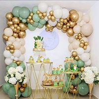 Kit Dekorasi Gerbang Balon Hijau Sage untuk Pernikahan, Bridal Shower, Pesta Boho dengan Balon Konfeti Emas