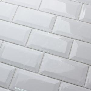 Günstige Fabrik Heimwerker Wand Küche Badezimmer Backs plash 3x6 Hochglanz Super White Bevel U-Bahn Fliesen Metro Fliesen Keramik - Product Image 3