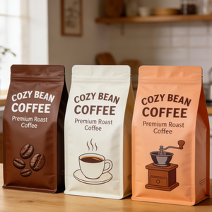 Sachets Doypack à fermeture Ziplock avec lignes <span class=keywords><strong>de</strong></span> déchirement, design personnalisé, qualité sûre, faible MOQ, pour l'emballage <span class=keywords><strong>de</strong></span> grains <span class=keywords><strong>de</strong></span> café - Product Image 2