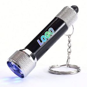 <b>Custom</b> Logo UV LED Flashlight Mini <b>Keychain</b> with 5 LEDs Aluminum Portable Bulk Pack - Product Image 1