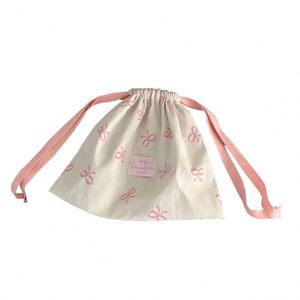 Wholesale Bow Pattern Canvas Cotton <b>Drawstring</b> <b>Pouch</b> Eco Friendly Gift <b>Drawstring</b> Bag Reusable Cotton Canvas <b>Drawstring</b> Bag - Product Image 1