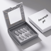 Boîte d'emballage personnalisée pour faux ongles vides, boîte en papier magnétique pour ongles pressés, ongles artificiels, couleur violette