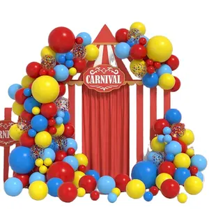 Carnival Circus Balões Arch Garland Kit Amarelo Vermelho Azul Látex Balões brinquedos Paw set para crianças Decorações de aniversário