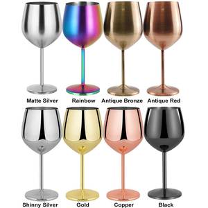 Copa de <span class=keywords><strong>Vino</strong></span> de Metal de 12oz/17oz con Logotipo Personalizado, Copa de Cóctel de Acero Inoxidable Irrompible con Tallo Largo para Bar, Fiesta, Hogar - Product Image 4