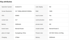 Console da Gioco Portatile Retroid <span class=keywords><strong>Pocket</strong></span> <span class=keywords><strong>5</strong></span>, Display a Colori da <span class=keywords><strong>5</strong></span>.<span class=keywords><strong>5</strong></span> Pollici, Retro Classico Android 13, Batteria da 5000 mAh, Senza Touch Screen - Product Image 6