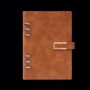 Custom A5 Binder Leather Business Notebook 100 Sheet PU Loose-<b>Leaf</b> Planner with Magnetic Buckle for School Use - Product Image 1