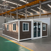 Solution d'habitation compacte avec structure extensible, maison préfabriquée, maison préfabriquée en conteneur de 20/40 pieds avec 2 chambres
