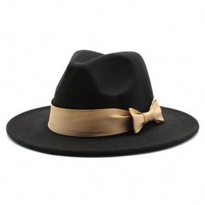 2 Tone <b>Wool</b> Felt Wide Brim Fedora Hats Women Wholesale 2022 Unisex - Product Image 3