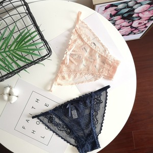 Wholesale <b>Women</b> Polka Dot Mesh Floral <b>Lace</b> Thong Bow Front Hollow Out Sheer Low Rise Ladies G-string <b>Underwear</b> OEM ODM - Product Image 2