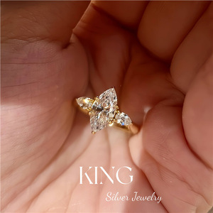 แหวนเพชรรูปดาว King Silver Jewelry เงินแท้ S925 ชุบทอง สำหรับผู้หญิง - Product Image 3