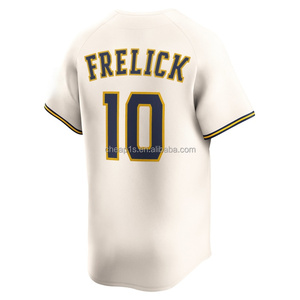 <span class=keywords><strong>Camiseta</strong></span> de Béisbol Americana Bordada al por Mayor para Hombre de los Milwaukee Brewers # 22 Christian Yelich # Uniforme de Softbol 11 Chourio 9 Bob Uecker - Product Image 5