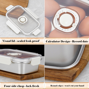 Bán buôn kín thép không gỉ 304 Crisper Bento hộp Leak-proof tủ lạnh thực phẩm container với PP Nắp - Product Image 5