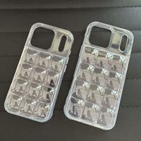 Coque de téléphone transparente 3D Cube Bubble en TPU antichoc vierge à personnaliser avec texture grille de bloc de glace, cadeau