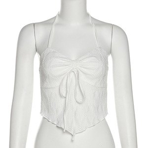 Mujeres sin mangas Correa delgada con hombros descubiertos y espalda abierta Correa <span class=keywords><strong>de</strong></span> ajuste Blusa sexy para mujer Crop Tops <span class=keywords><strong>Camisas</strong></span> - Product Image 4