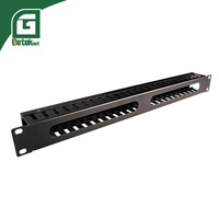 GETEKnet OEM - Goulotte de gestion de câbles en plastique noir métallisé 1U avec anneaux en D pour armoire rack 19 pouces, certifiée CE/RoHS