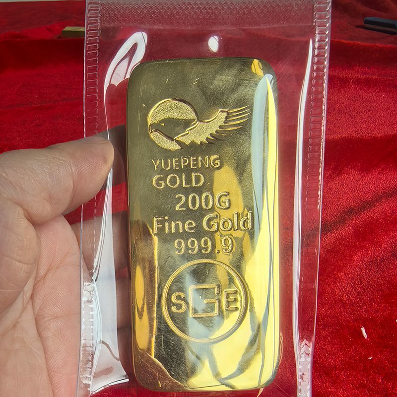 999,9 медный золотой слиток, 200 г, реквизит, слитки для показа фильмов, Подарочный декор, коллекционная металлическая игрушка
