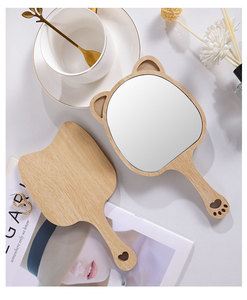 High-definition Contemporary Handheld Wooden <b>Mirror</b> for Women Suitable for Cosmetic Embroidery Dental Use Portable <b>Small</b> <b>Mirror</b> - Product Image 4