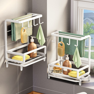 Support de rangement pour torchons de cuisine, égouttoir à torchons pour robinet, support de rangement sans perçage pour éponges et serviettes d'évier - Product Image 3