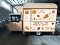 Remorque alimentaire électrique à 3 roues, camion de restauration mobile, chariot de vente ambulante pour gaufres, desserts, café, bonbons, avec intérieur personnalisé