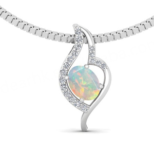 Joyería Clásica de Plata de Ley 925 con Colgante de Circonita Cúbica Blanca, Colgante de Ópalo, Diseño Fino en Oro, Joyería de Fábrica - Product Image 1