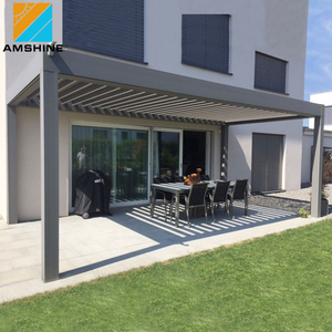 Cubierta de techo de patio automática moderna Bioclimática, pérgola de aluminio para exteriores con puerta <span class=keywords><strong>corredera</strong></span> de vidrio - Product Image 6