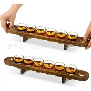 ถาดไม้ใส่เครื่องดื่มพร้อมหูจับ จุได้ 6 แก้ว สำหรับเสิร์ฟในบาร์ - Product Image 2