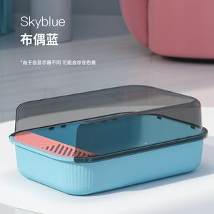 Bac à litière pour chat extra large avec pare-éclaboussures, bac à litière semi-fermé avec pelle à litière pour chat fournie - Product Image 5