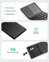Teclado Inalámbrico Bluetooth Plegable, Mini Teclados Plegables con Panel Táctil para PC, Mac, Smartphone, Windows, iOS, Android