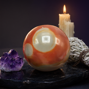 Esfera/bola de ágata de color fuego - Energía/Reiki/Cristaloterapia - 2.5 pulgadas (6.25 cm) de diámetro y 310 gramos - UNA PIEZA SOLA - Product Image 2