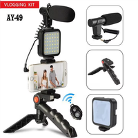 Microphone chaud télécommande trépied caméra Vlogging Kit Smartphone Led lumière de remplissage AY-49 Microphone en direct Kit de fabrication vidéo