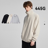 Sweat-shirt col roulé mi-zippé surdimensionné personnalisé en polyester/coton de qualité supérieure pour hommes, style vintage, vente en gros