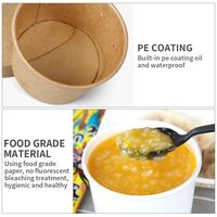 Tazón de Sopa Desechable Biodegradable de Papel de Una Sola Pared para Restaurante, con Tapa a Prueba de Fugas, Apto para Microondas, Contenedor de Alimentos para Llevar